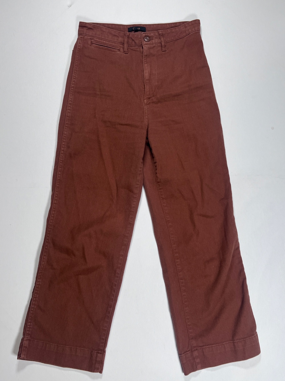 QUINCE Organic Stretch Cotton Twill Wide-Leg Crop Pants Brown 25